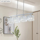 Modern chrome crystal block hanging lamp kit kitchen island light