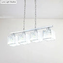 Modern chrome crystal block hanging lamp kit kitchen island light