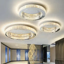 Modern chrome crystal circle led ceiling chandelier for living room