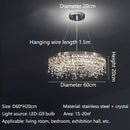 Modern chrome crystal circle led chandelier for living room decor
