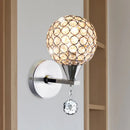 Modern chrome crystal encrusted wall light bedroom sconce
