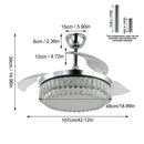 Modern chrome crystal fan chandelier led light bedroom retractable