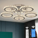 Modern chrome crystal flush mount rings living room light