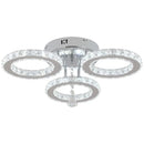 Modern chrome crystal flush mount rings living room light