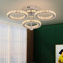 Modern chrome crystal flush mount rings living room light