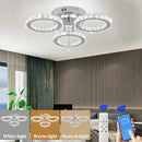 Modern chrome crystal flush mount rings living room light