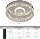 Modern chrome crystal led ceiling fan bedroom flush mount lighting