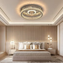 Modern chrome crystal led ceiling fan bedroom flush mount lighting