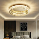 Modern chrome crystal led ceiling light dining room double ring