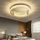 Modern chrome crystal led ceiling light dining room double ring