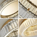 Modern chrome crystal led ceiling light dining room double ring