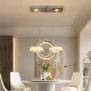Modern chrome crystal led circle rings chandelier for bedroom