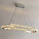Modern chrome crystal led pendant lights dining room double ring fixtures