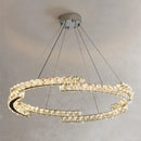 Modern chrome crystal led pendant lights dining room double ring fixtures