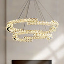 Modern chrome crystal led pendant lights dining room double ring fixtures