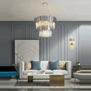 Modern chrome crystal oval led chandelier dining room light
