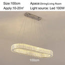 Modern chrome crystal oval led chandelier living room luxury light