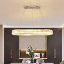 Modern chrome crystal oval led chandelier living room luxury light