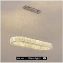 Modern chrome crystal oval led chandelier living room luxury light