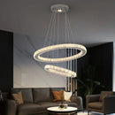 Modern chrome crystal ring chandelier dining room pendant light