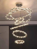 Modern chrome crystal ring chandelier for dining room dimmable led