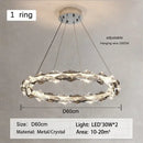 Modern chrome crystal ring chandelier for dining room dimmable led