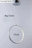 Modern chrome crystal rings led pendant light for dining room