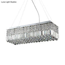 DecorBites™ Modern Chrome Chandelier with Crystal Shade - 8 Light Rectangle Ceiling Fixture for Living Room