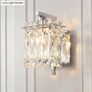 Modern chrome crystal shade sconce light bedroom wall mount