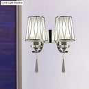 DecorBites™ Modern Chrome Wall Lamp with K9 Crystal Drop and Diamond-Pattern Barrel Design