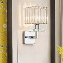 Modern chrome cuboid crystal wall mounted light bedroom sconce