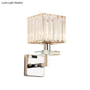 Modern chrome cuboid crystal wall mounted light bedroom sconce