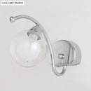 Modern chrome curved arm wall lamp bedroom glass sconce