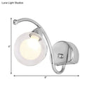 Modern chrome curved arm wall lamp bedroom glass sconce