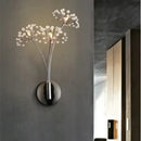 Modern chrome dandelion crystal flower wall lamp bedroom sconce