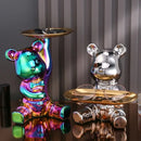 Modern chrome decorbites bear doll storage tray living room key holder