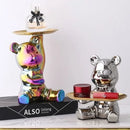 Modern chrome decorbites bear doll storage tray living room key holder
