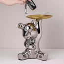 Modern chrome decorbites bear doll storage tray living room key holder