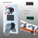 Modern chrome digital triple mixer valve bathroom shower set