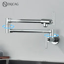 Modern chrome double joint pot filler faucet kitchen wall mount tap