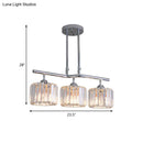 DecorBites™ Modern Chrome Drum Crystal Pendant Light for Dining Room Island – 2/3 Bulbs Hanging from Ceiling