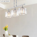 Modern chrome drum crystal shade pendant light – bedroom