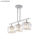 Modern chrome drum crystal shade pendant light – bedroom
