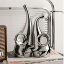 Modern chrome elephant sculpture ceramic bookends living room decor