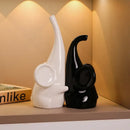 Modern chrome elephant sculpture ceramic bookends living room decor