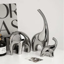 Modern chrome elephant sculpture ceramic bookends living room decor