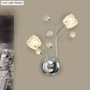 Modern chrome flower shade wall lamp bedroom swirling arm sconce