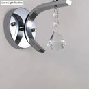 Modern chrome frosted glass wall light fixture bedroom crystal pendant