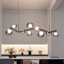 Modern chrome glass globe chandelier – dining room branching light