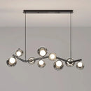 Modern chrome glass globe chandelier – dining room branching light